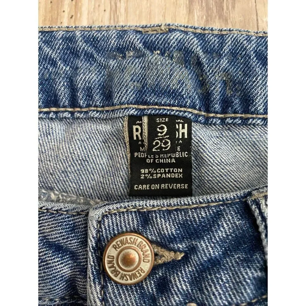 Rewash High Rise Cropped Jeans Cuffed Distressed Women’s Sz 9/29